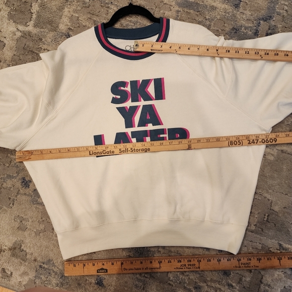 NWT Chaser White 'Ski Ya Later' Sweatshirt Soft Cozy Size Large Retro Winter - Picture 6 of 14